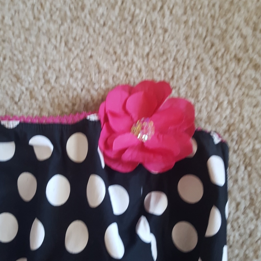 Black & White Polka Dot Dress with Magenta Tulle - Picture 3 of 5